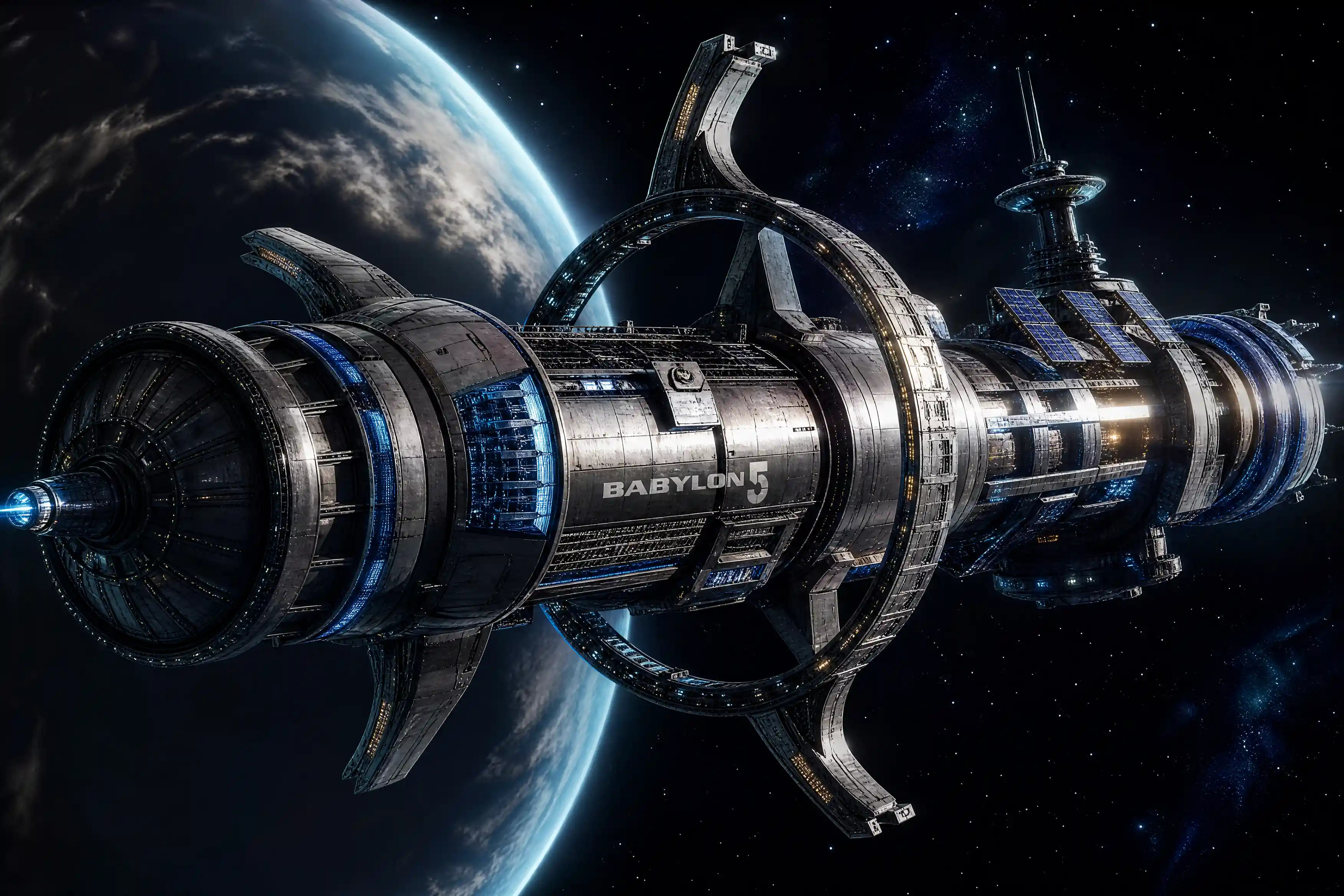 Épique peinture numérique d’une station spatiale hyperréaliste