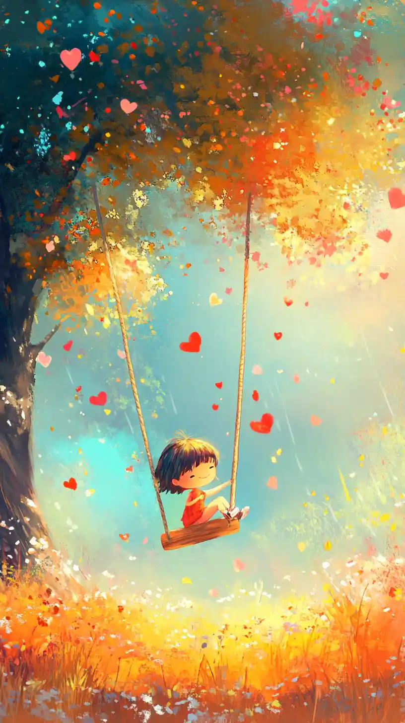 Whimsical anime girl illustration in bright pastel colors