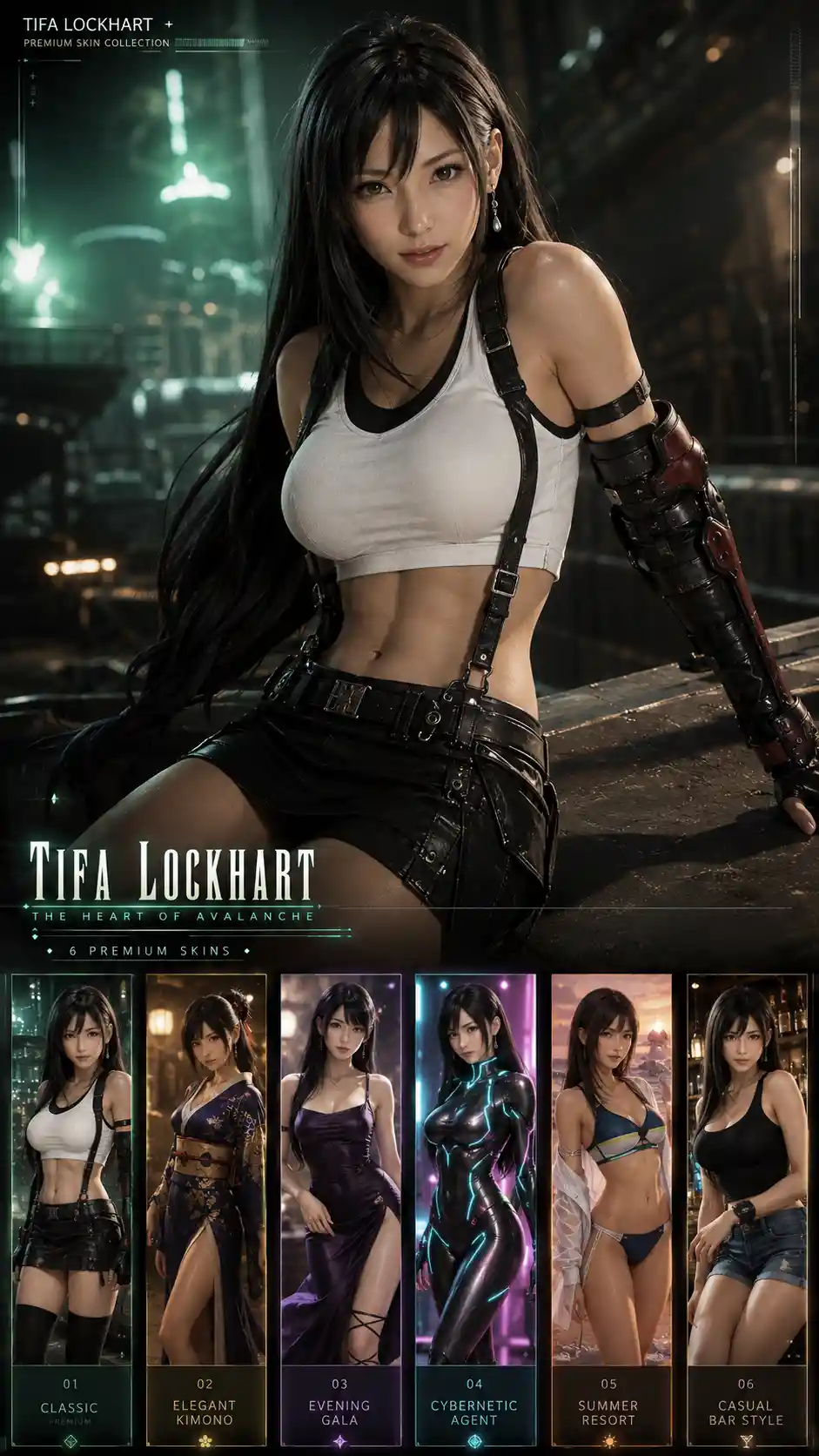 Futuristic portrait of a confident woman with long black hair
