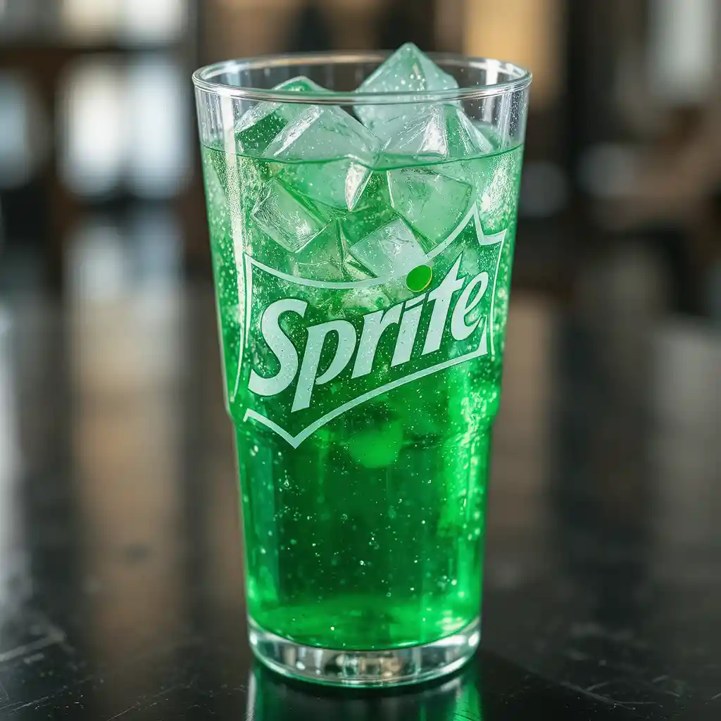 Clear soda with ice in a fancy cup floating in space