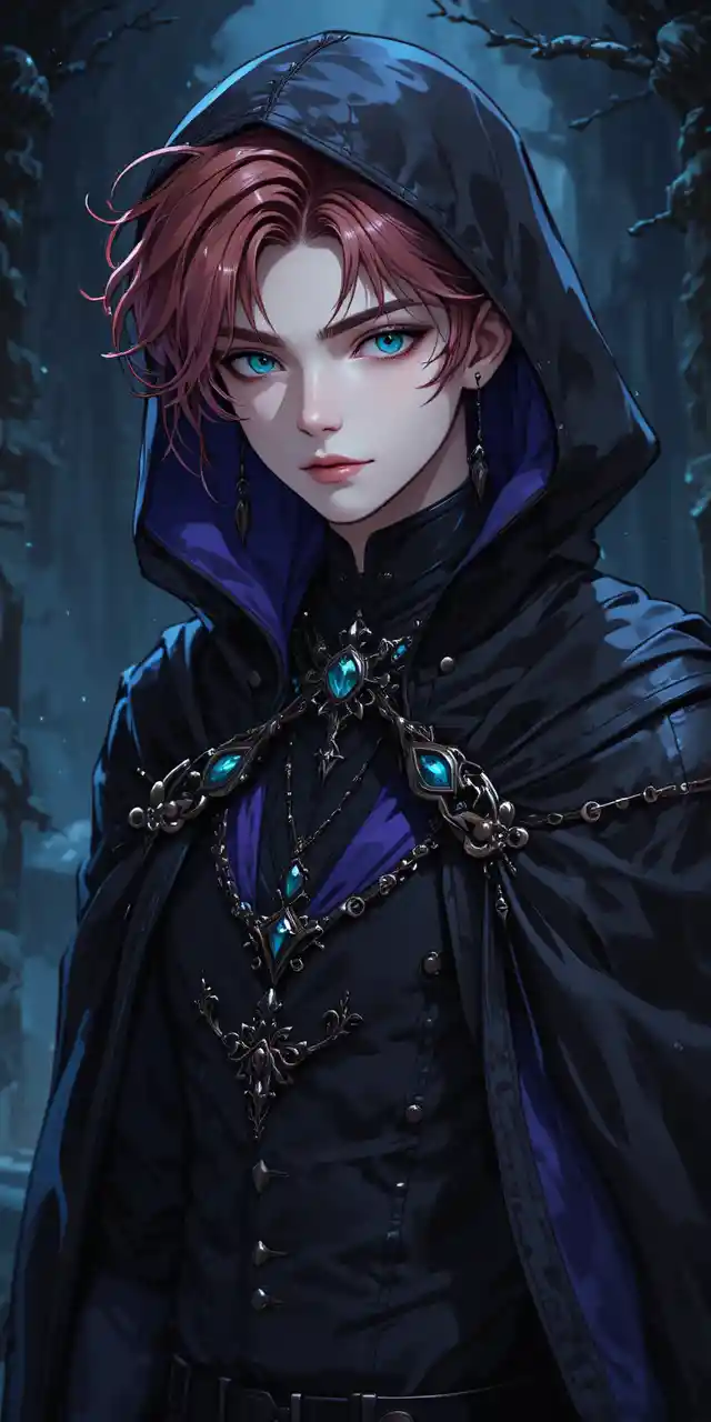 Teen vampire shadow sorcerer in dark anime fantasy