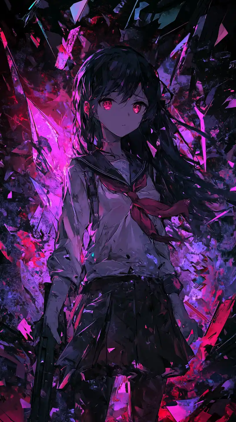 Abstract triangle fantasy world in vivid purple and red
