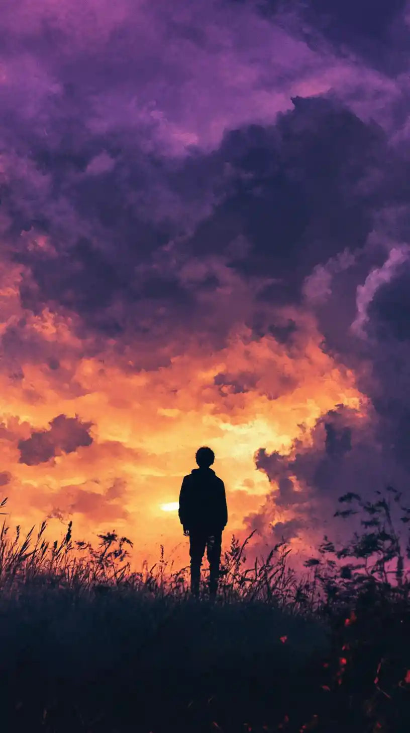 Soft lavender clouds above a quiet pastel sky