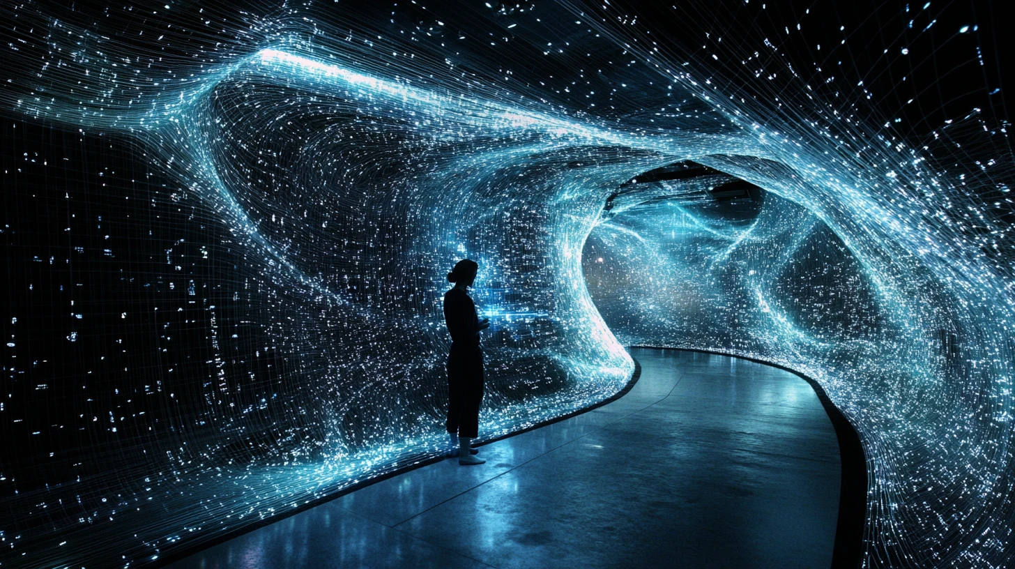 Celestial artisan weaving luminous threads of shifting reality