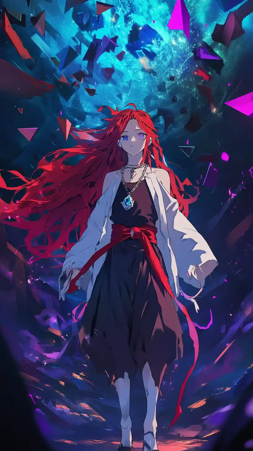 Surreal Anime World Built From Colorful Triangular Mosaics