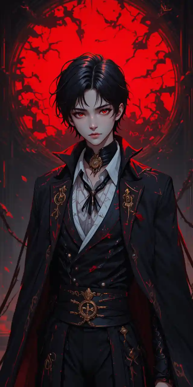 Anime vampire teen shadow sorcerer in fantasy world
