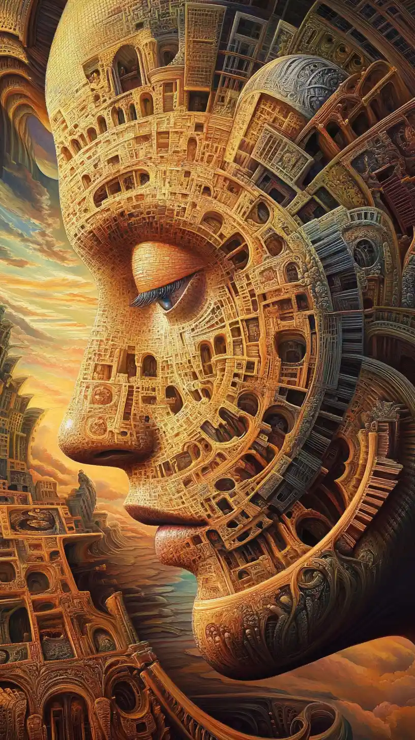 Surreal optical illusion where music transforms into living architecture