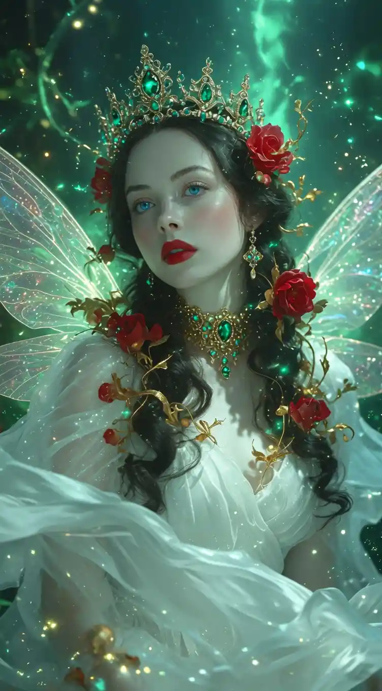 Ethereal Fairy Queen With Jeweled Crown And Wings