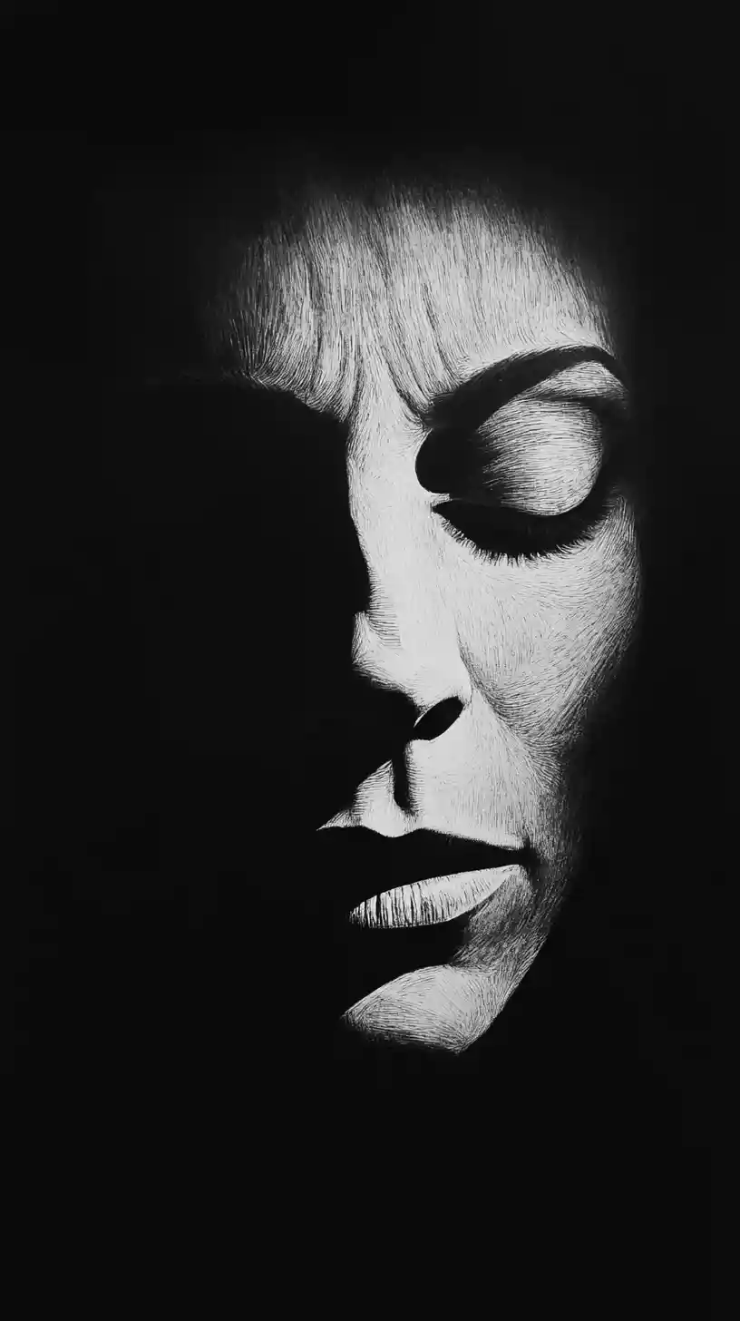 Psychological portrait with hidden emotional identities and light