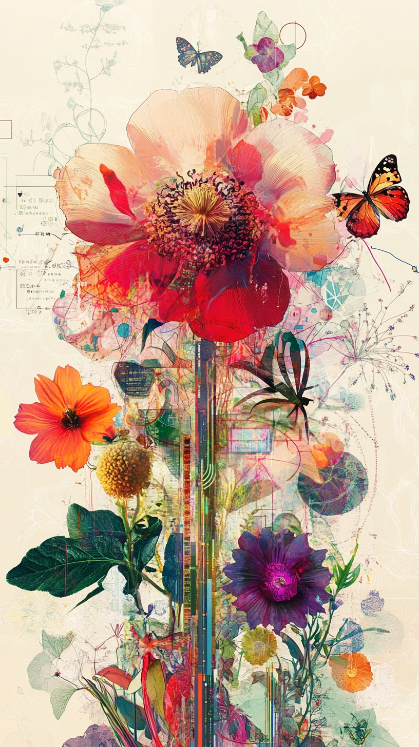 Surreal botanical garden of data driven flowering forms