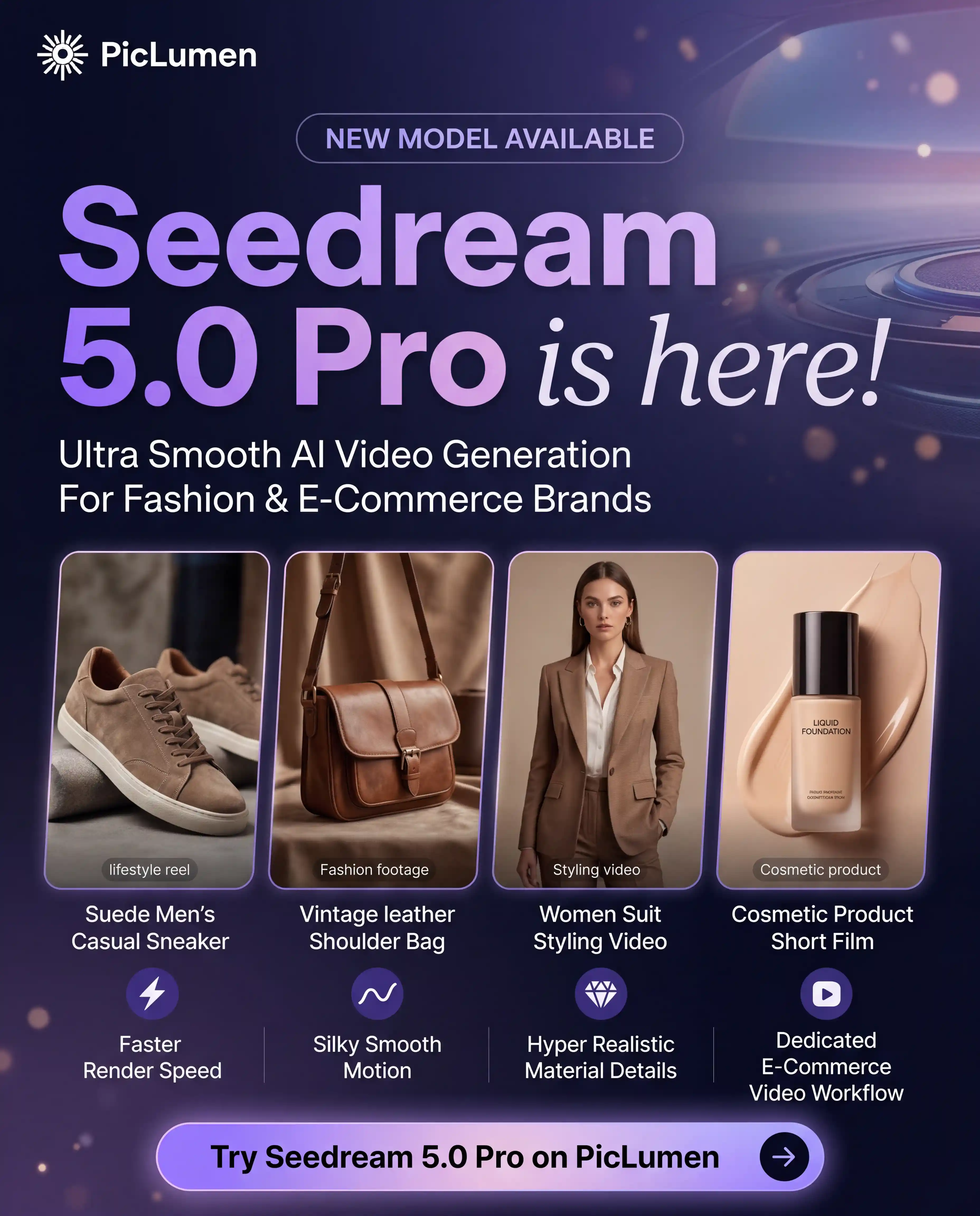 Vertikales Launch-Poster für das Seedream 5 Pro Video-Modell