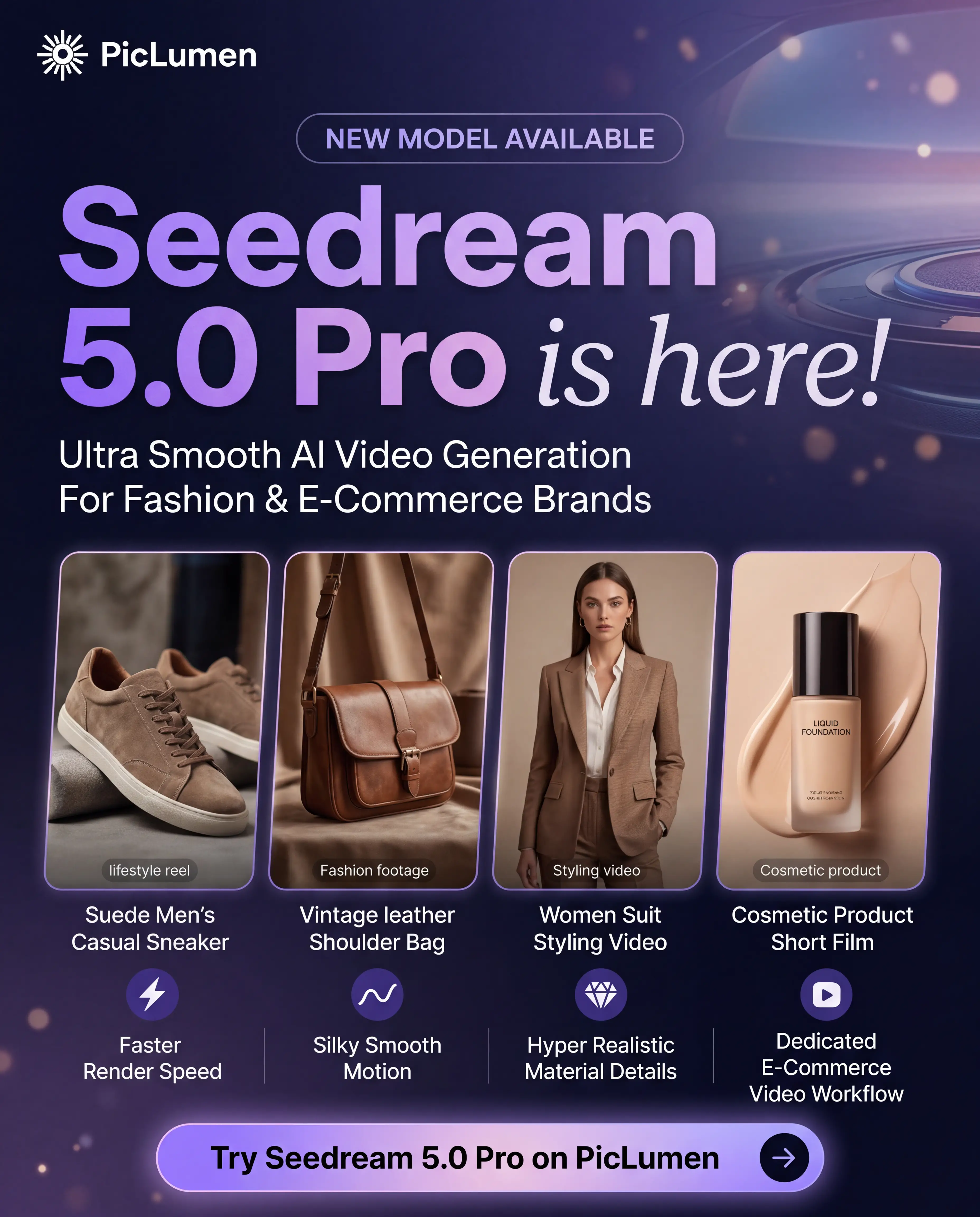Vertical launch poster for Seedream 5 Pro video model