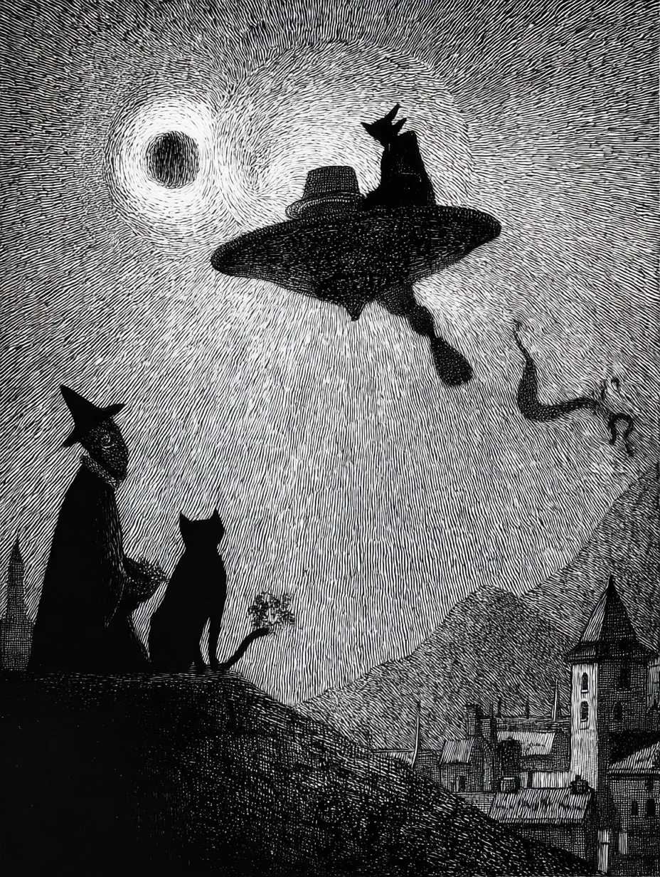 Eerie wizard in a surreal early twentieth century kitchen