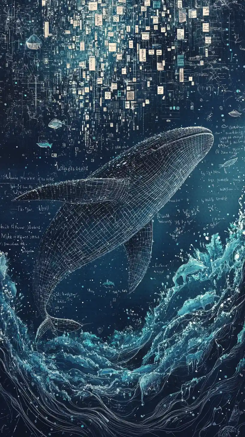 Endless Ocean Of Flowing Data As Surreal Information Waves