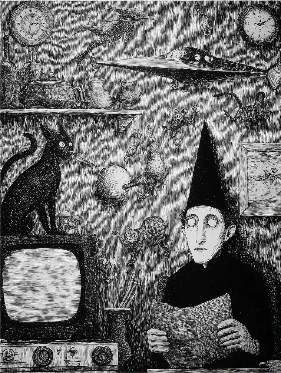 Eerie Plague Doctor In A Vintage Surreal Kitchen Scene