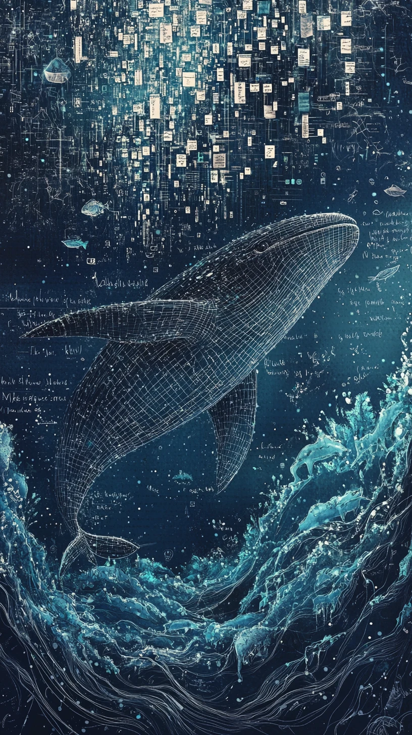 Endless Ocean Of Flowing Data As Surreal Information Waves