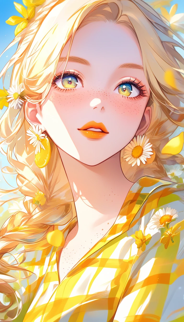 Retrato en acuarela de chica alegre con trenza de verano