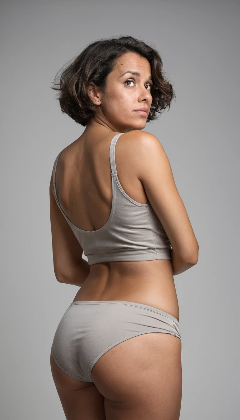 Vue en contre-plongée d’une femme en débardeur et culotte