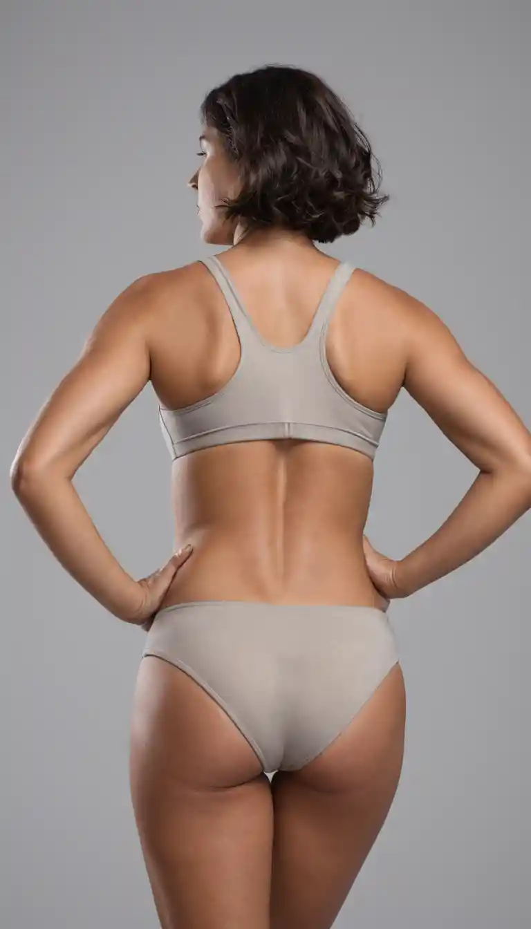 Low angle view of woman in tank top and panties