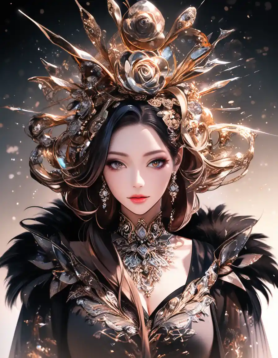 Close up fashion portrait of a woman with sculptural hair