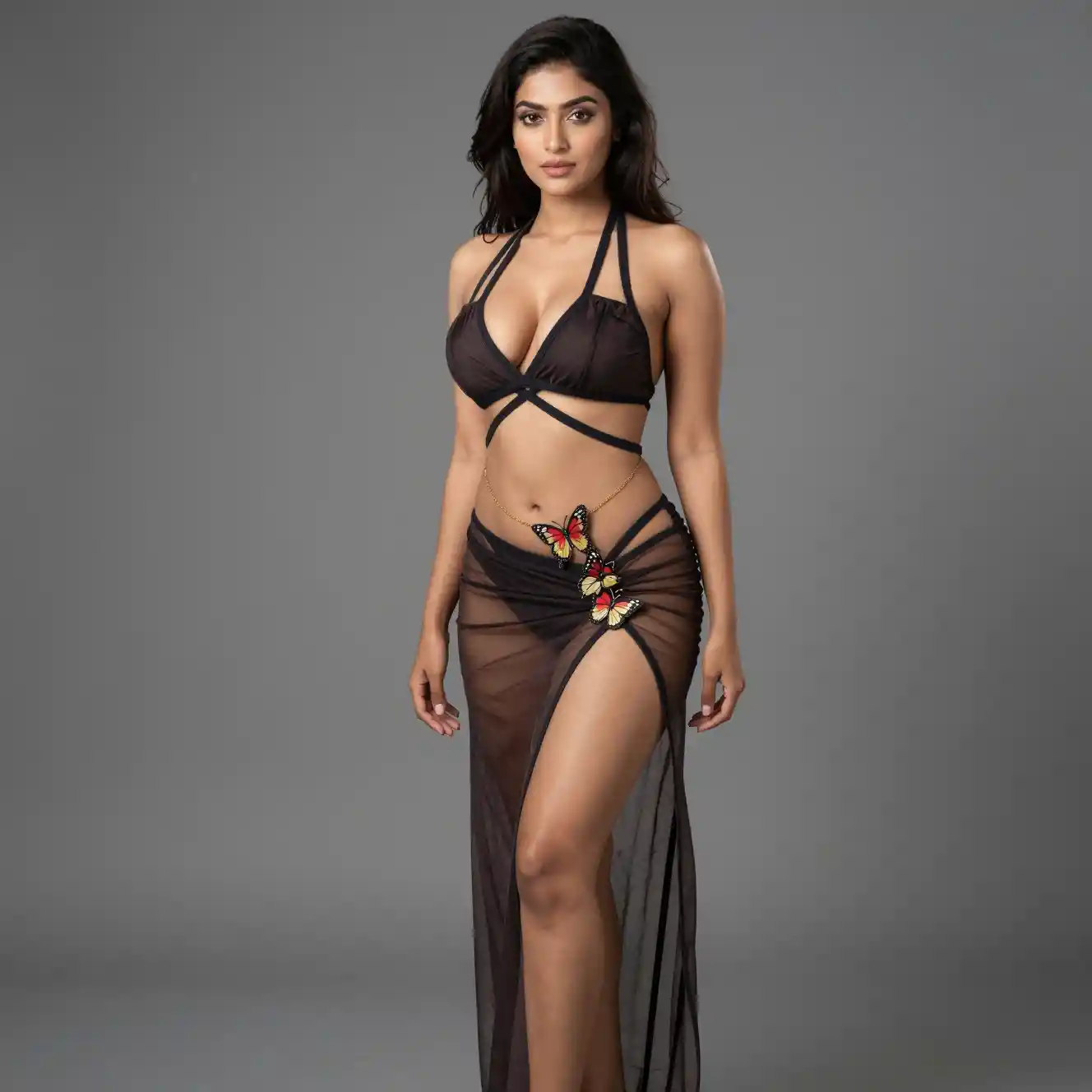 Full body portrait of a South Asian Nepali woman posing