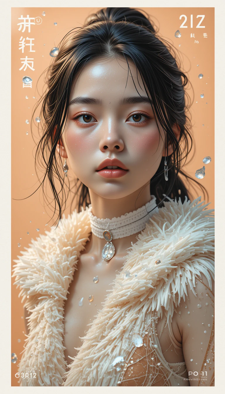 Hyperrealistic portrait of a warrior girl with watery textures