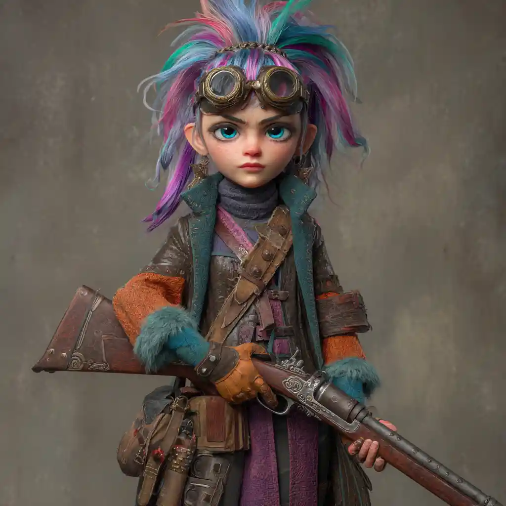 Gnome artificer girl with goggles and magical musket
