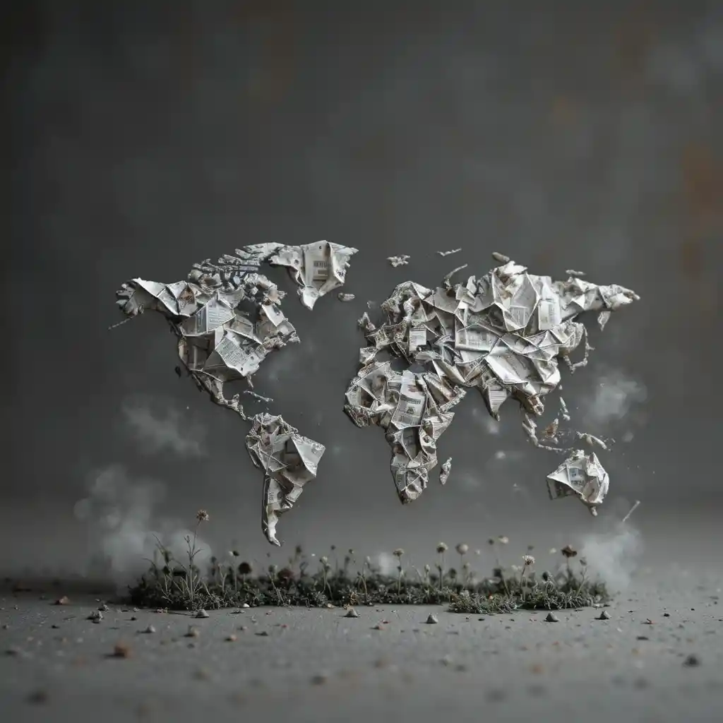 Crumpled Newspaper Soccer Ball In Minimal Macro Composition