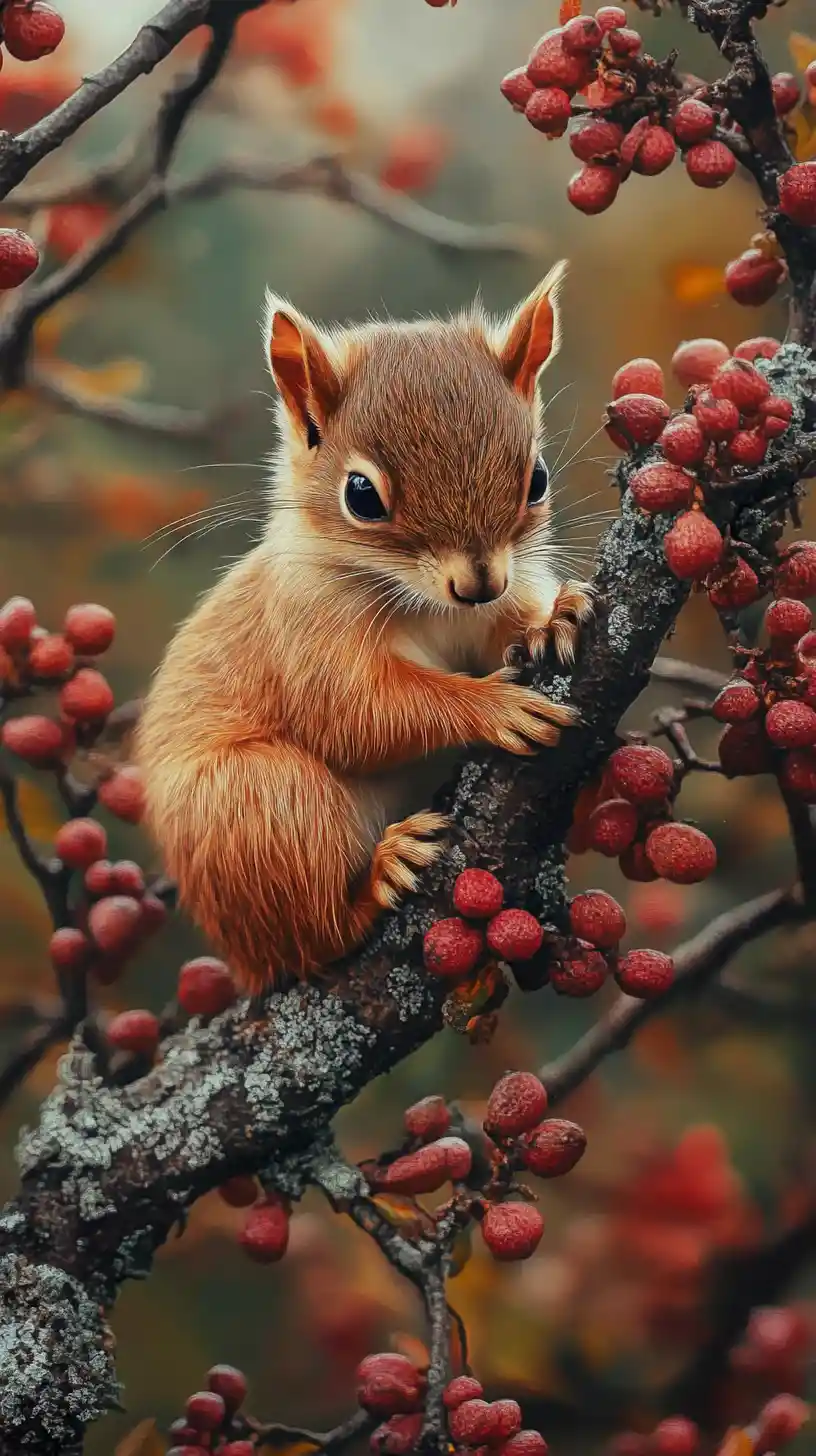 Cute animal in painterly nature inspired drawing