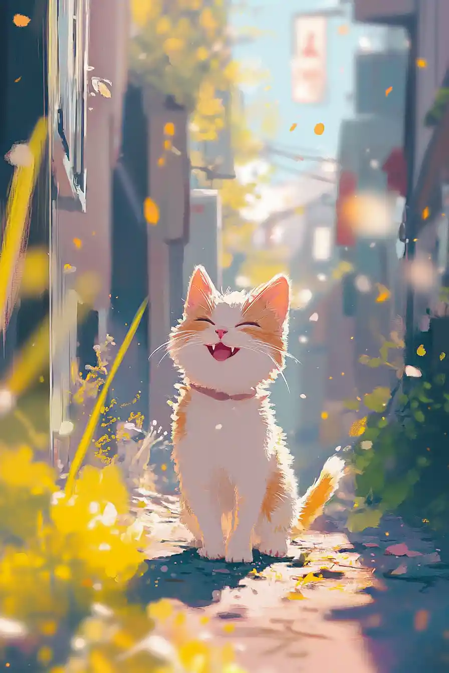 Cute anime girl in bright whimsical pastel illustration