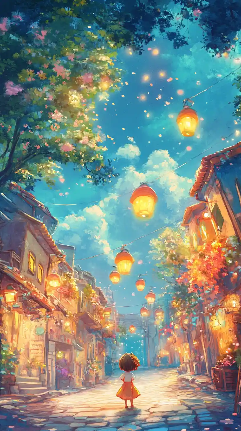 Whimsical childrens storybook illustration in bright pastel colors