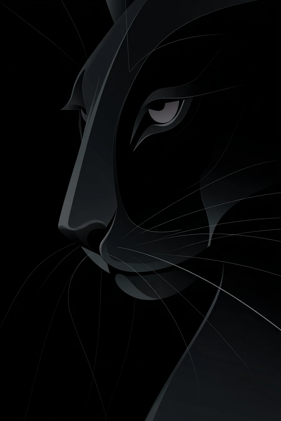 Minimalist black panther with bold vector outlines