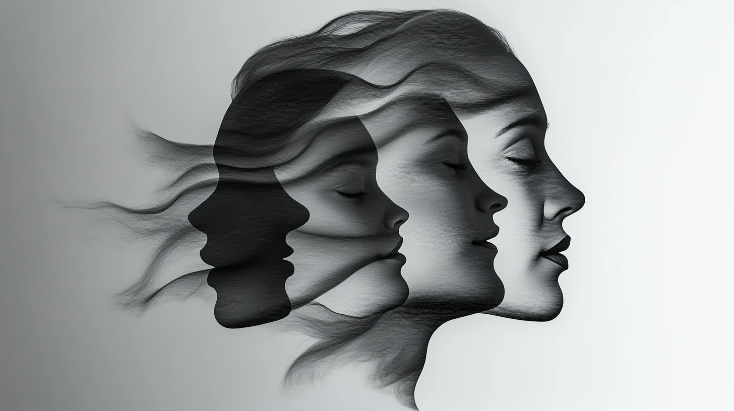 Symbolic family portrait of nested human silhouettes