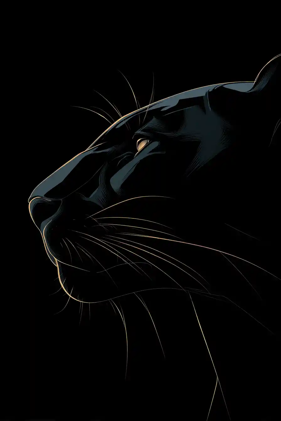 Minimal vector panther with bold black outline design