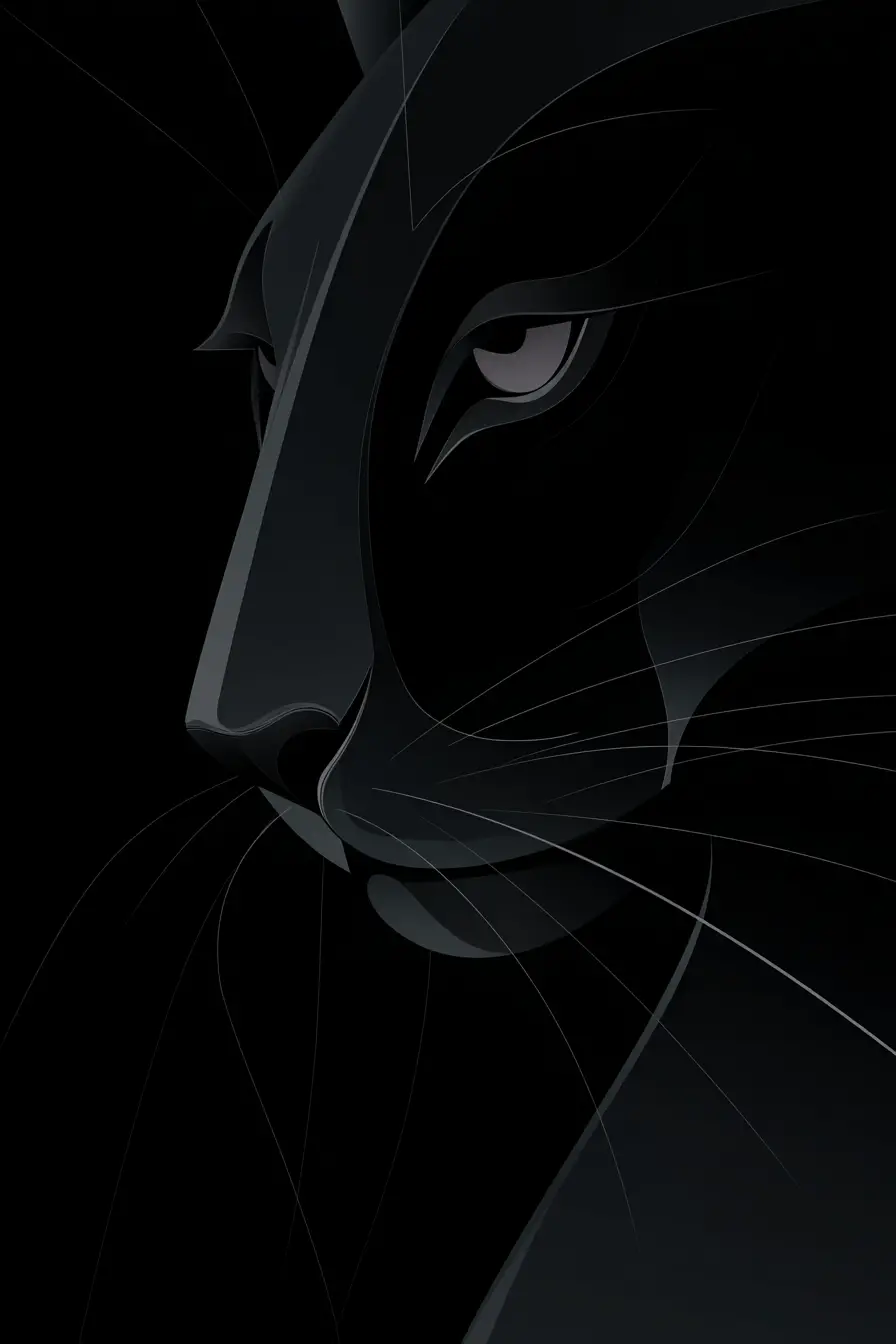 Minimalist black panther with bold vector outlines
