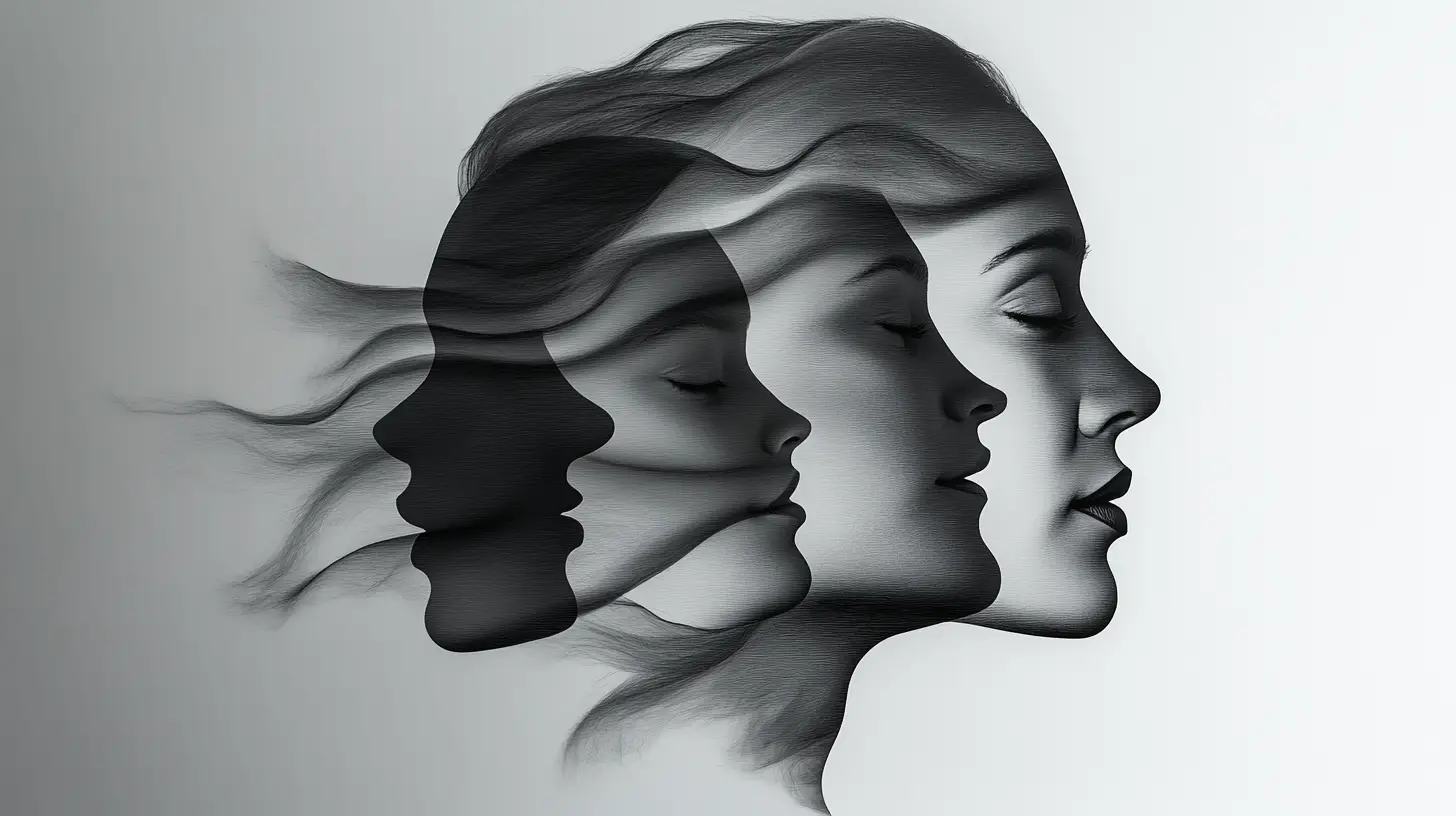 Symbolic family portrait of nested human silhouettes