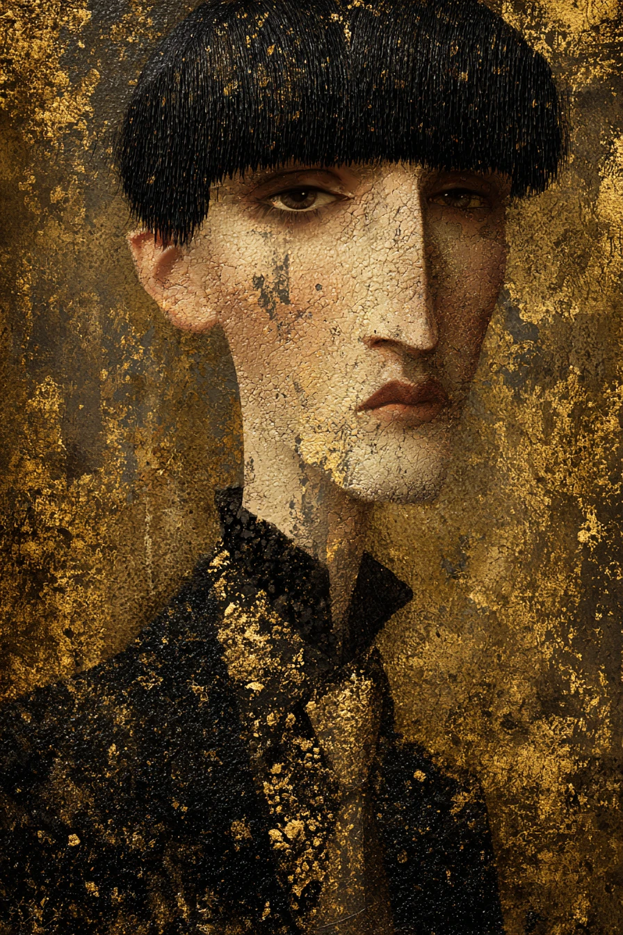 Surreal woolen woman portrait in a strange fantasy world