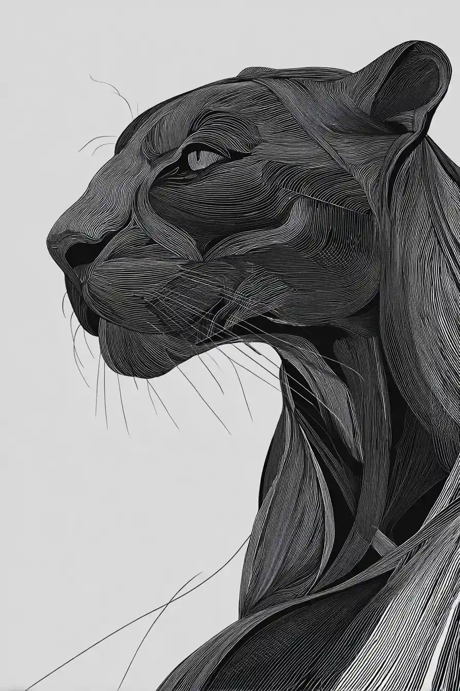Minimal vector illustration of a sleek black panther