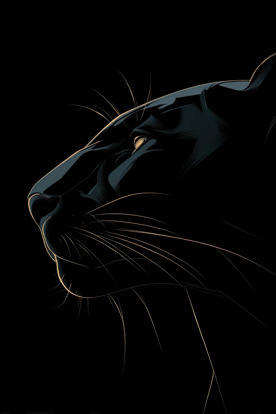 Minimal vector panther with bold black outline design