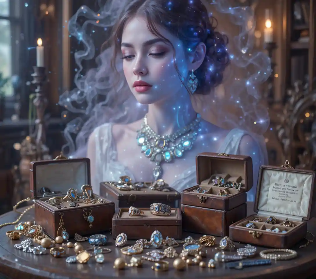 Memories jewelry collection arranged as intimate still life display