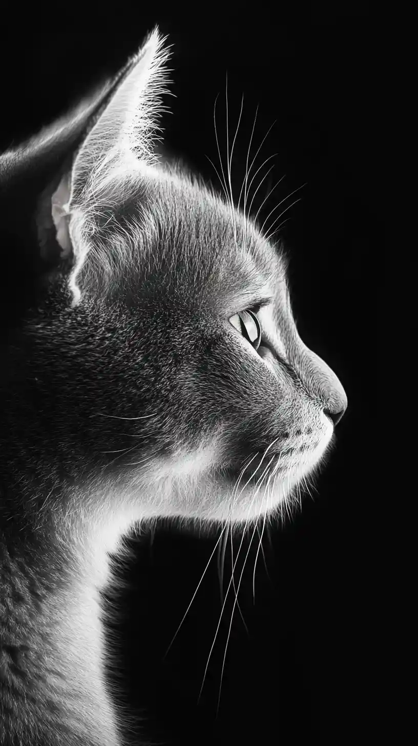 Surreal cat profile illusion in monochrome fine art portrait