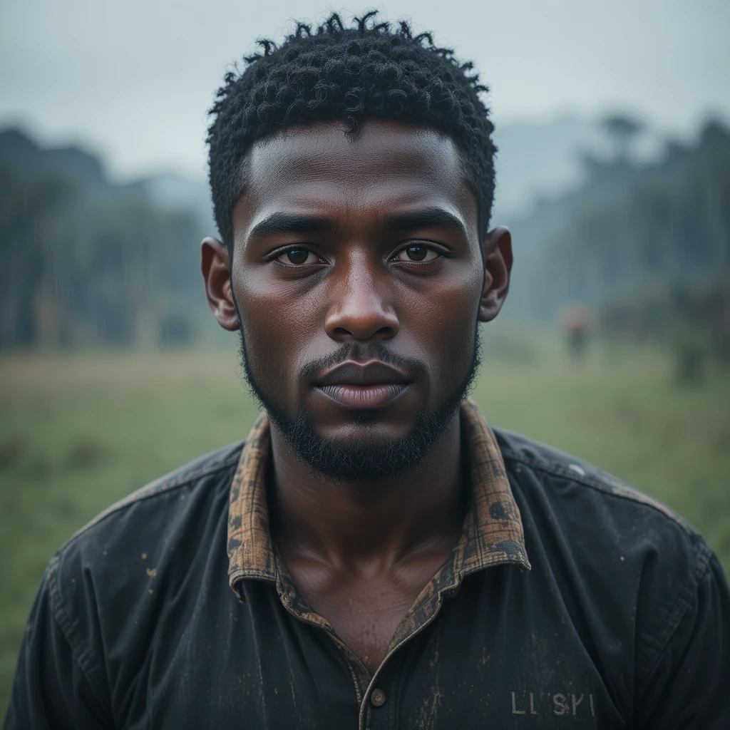 Young man standing inside a quiet village church