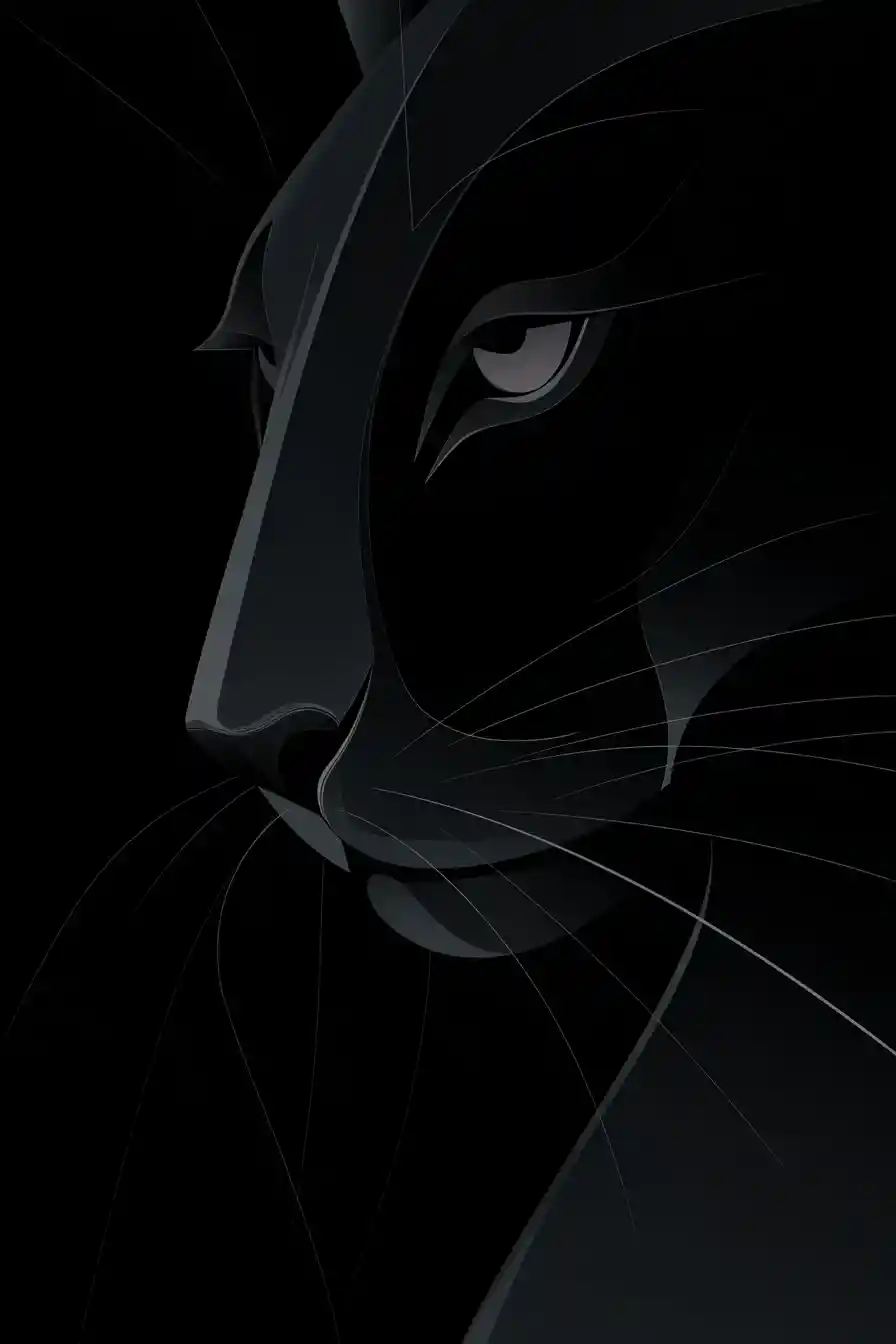 Minimalist black panther with bold vector outlines