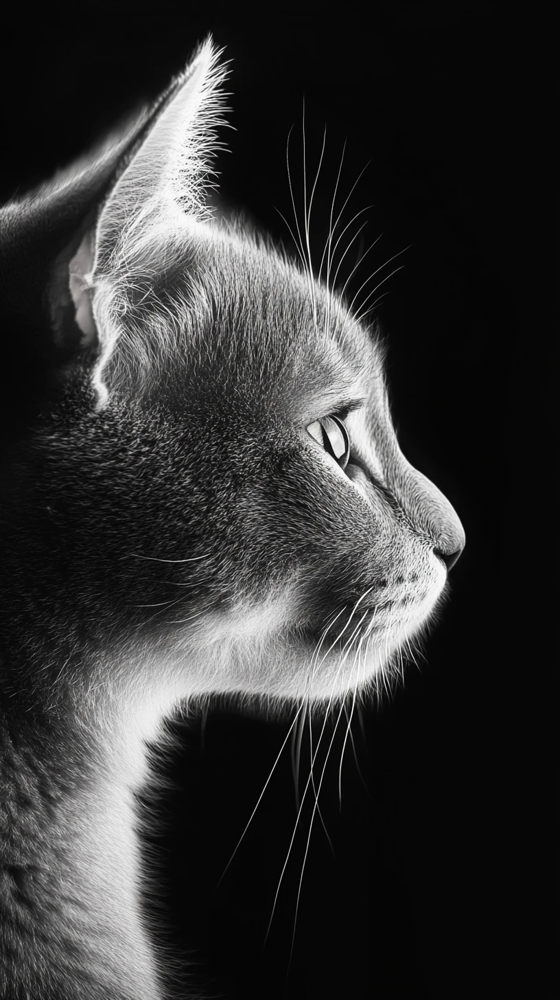 Surreal cat profile illusion in monochrome fine art portrait