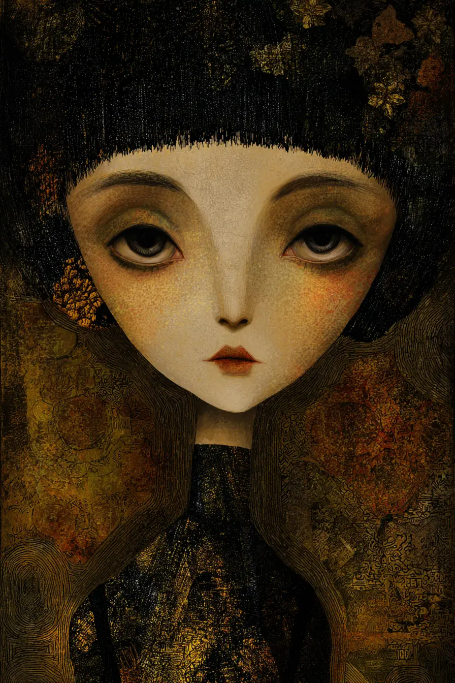 Surreal fashionable woman in a mysterious eerie world
