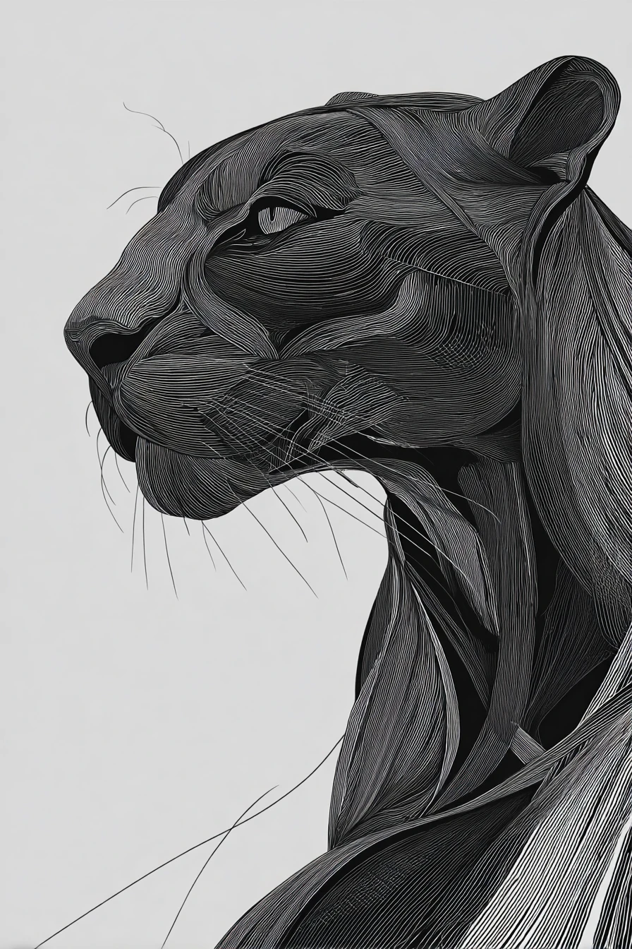 Minimal vector illustration of a sleek black panther