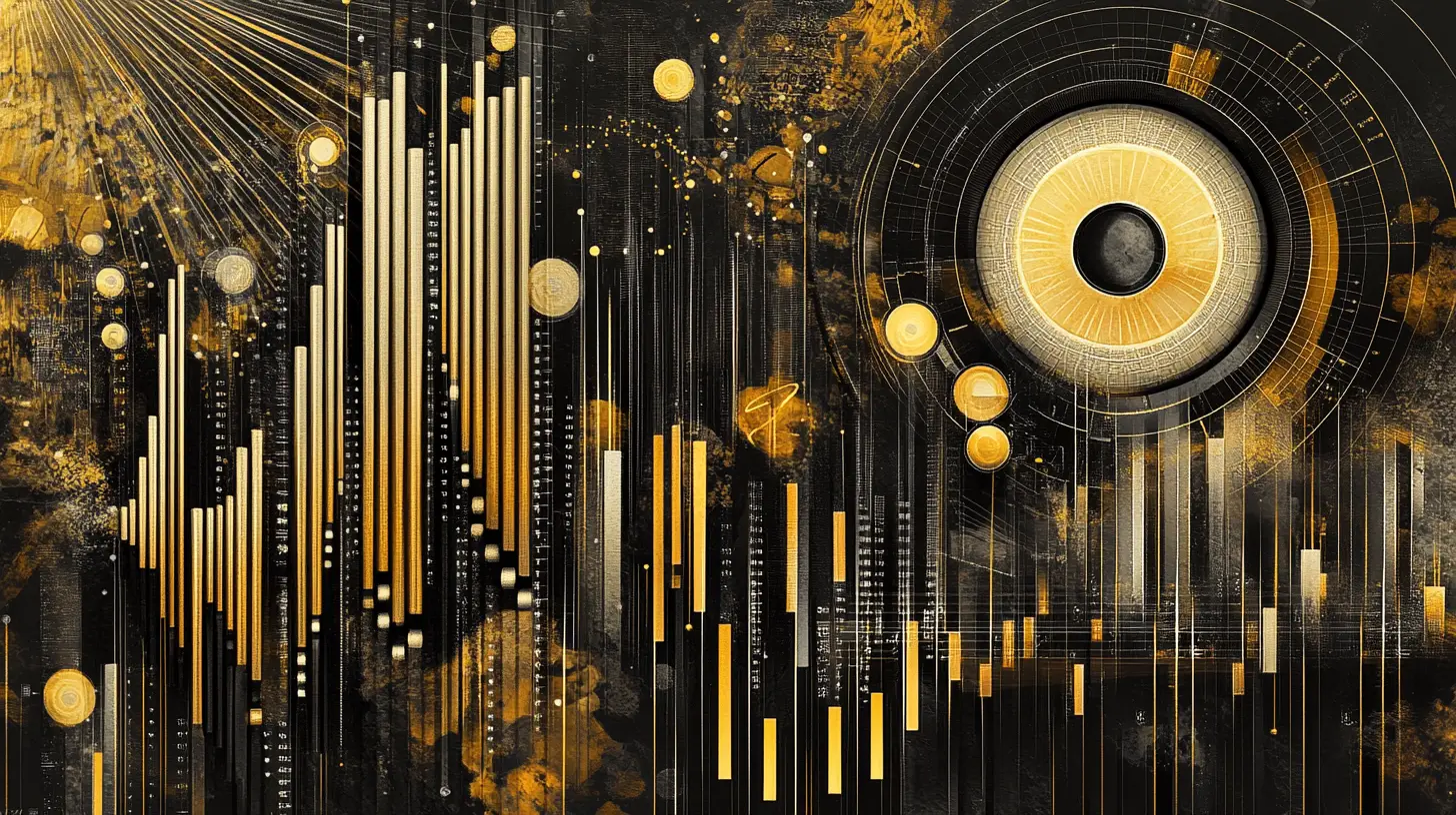 Surreal executive dashboard emerging as a symphonic data orchestra