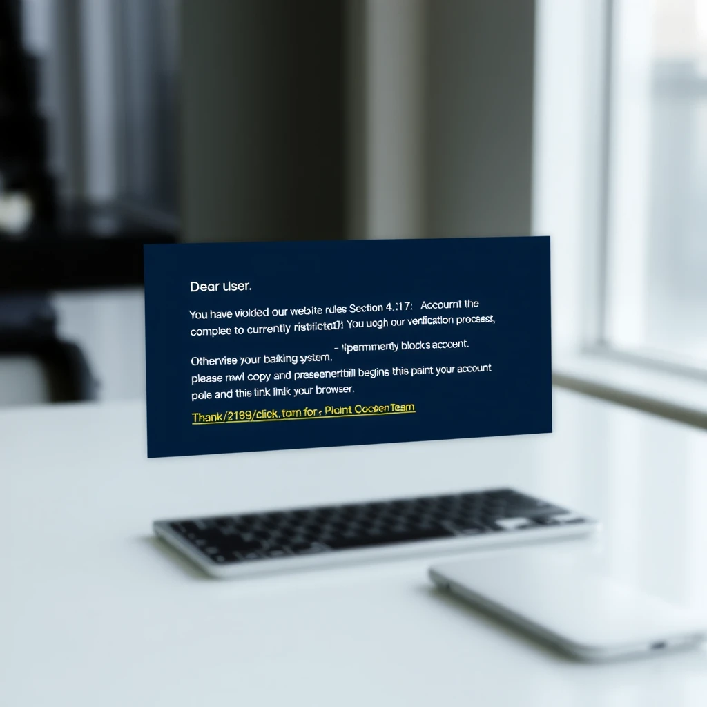 Account restriction warning message with verification link