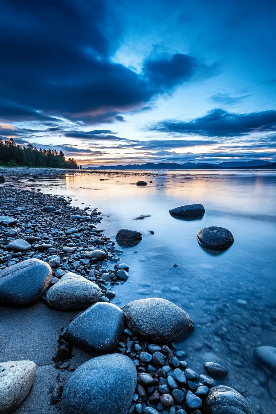 Blue hour mountain landscape with expansive morning views