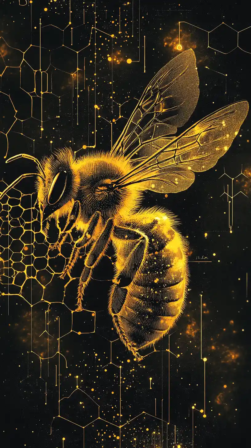 Honeybee Collecting Data Points In A Geometric Beehive